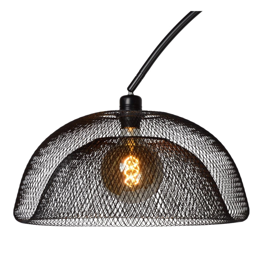 Lampada da terra ad arco Lucide Mesh nera metallo E27 60W