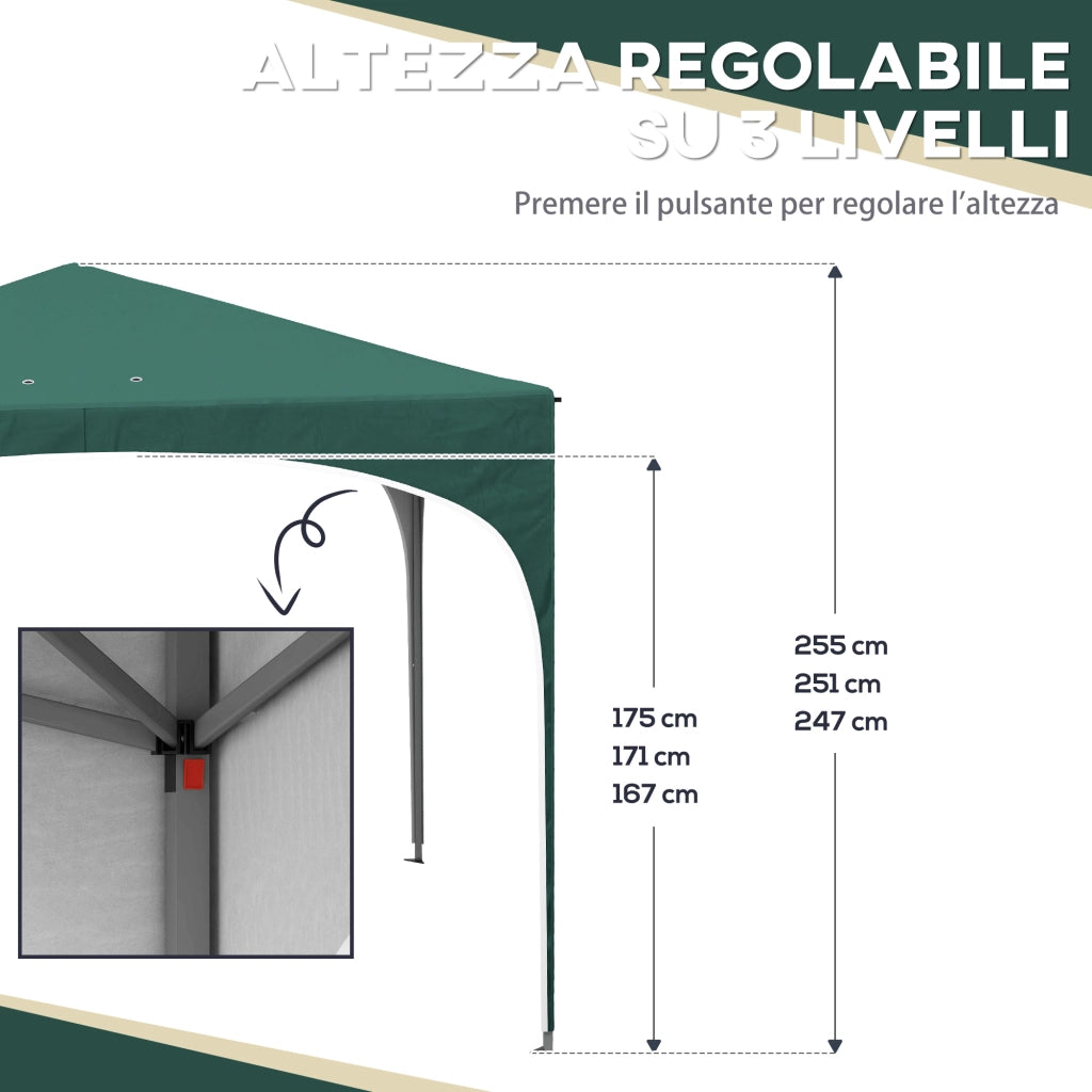 Gazebo da Giardino ¨C Minimal ¨C Verde, Metallo