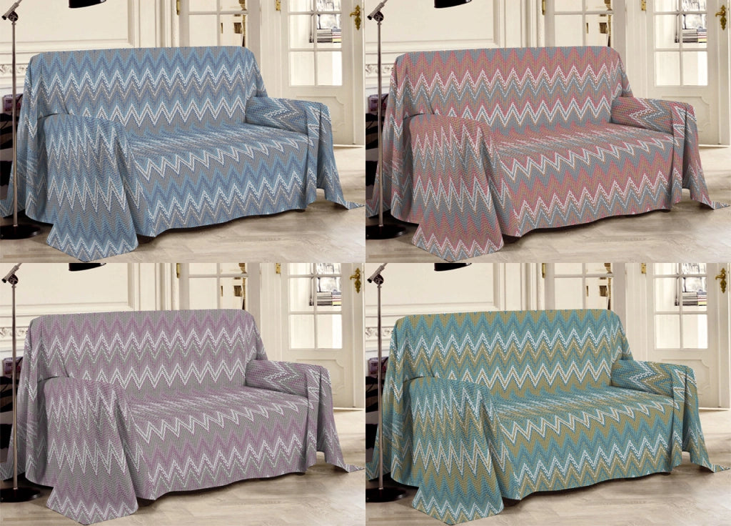 Telo Arredo Multiuso Linea Pensieri Delicati 100% Cotone Disegno Spinato - Matrimoniale - Azzurro
