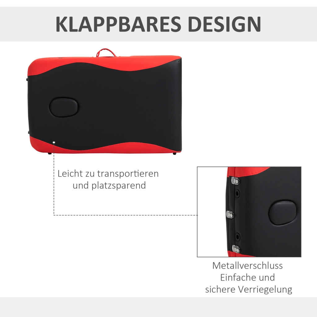 Letto Massaggio Portatile con Testiera e Braccioli ¨C zephmum ¨C Rosso