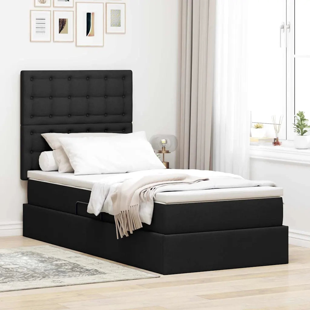 Letto con contenitore e LED Nero 100 x 200 cm Poliestere