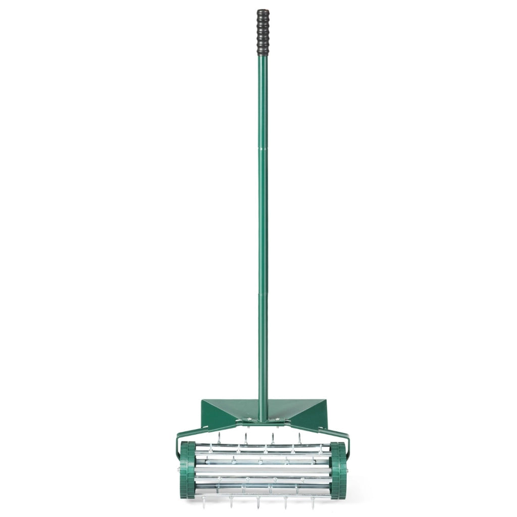 Arieggiatore per prato con parafango, Rullo arieggiatore manuale per areare prato giardino terreno 46x23x127cm-Attrezzi da giardino