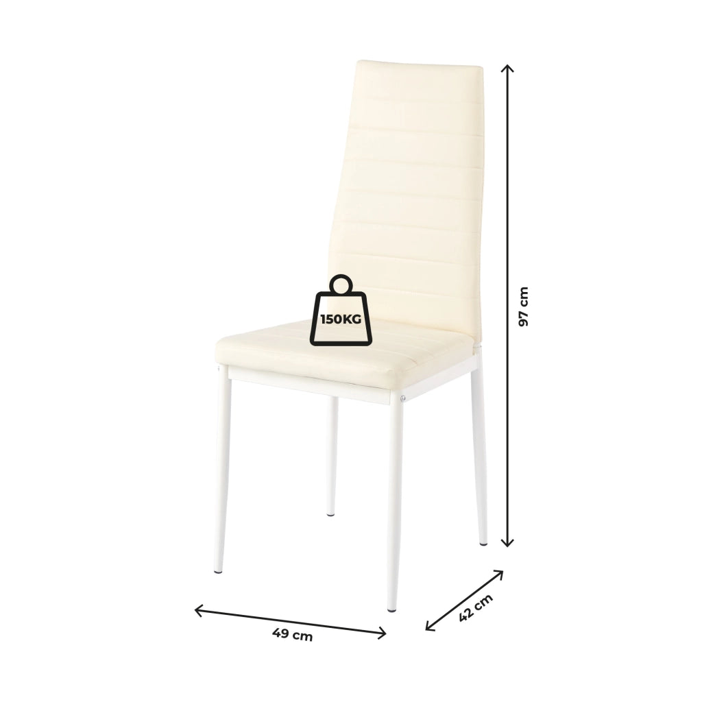 Set Sedie da Pranzo 4 o 6 Pezzi, Sedie Moderne Imbottite per Cucina Soggiorno Sala da Pranzo, Facile Montaggio con Gambe Robuste, Rivestimento in Pelle Sintetica  Beige - 4 Pezzi