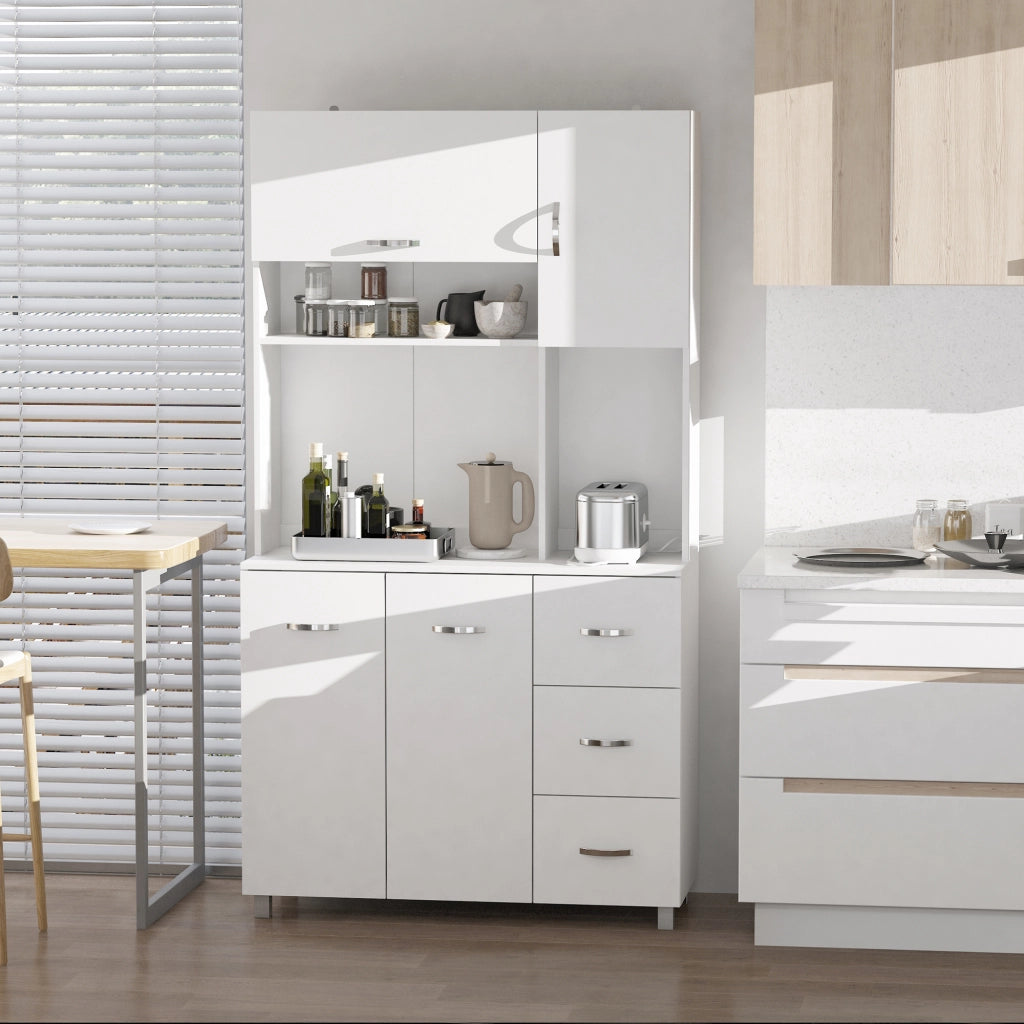 Credenza con Cassetti e Ripiani Aperti ¨C Minimal ¨C Bianco 100x39.5x183.5cm