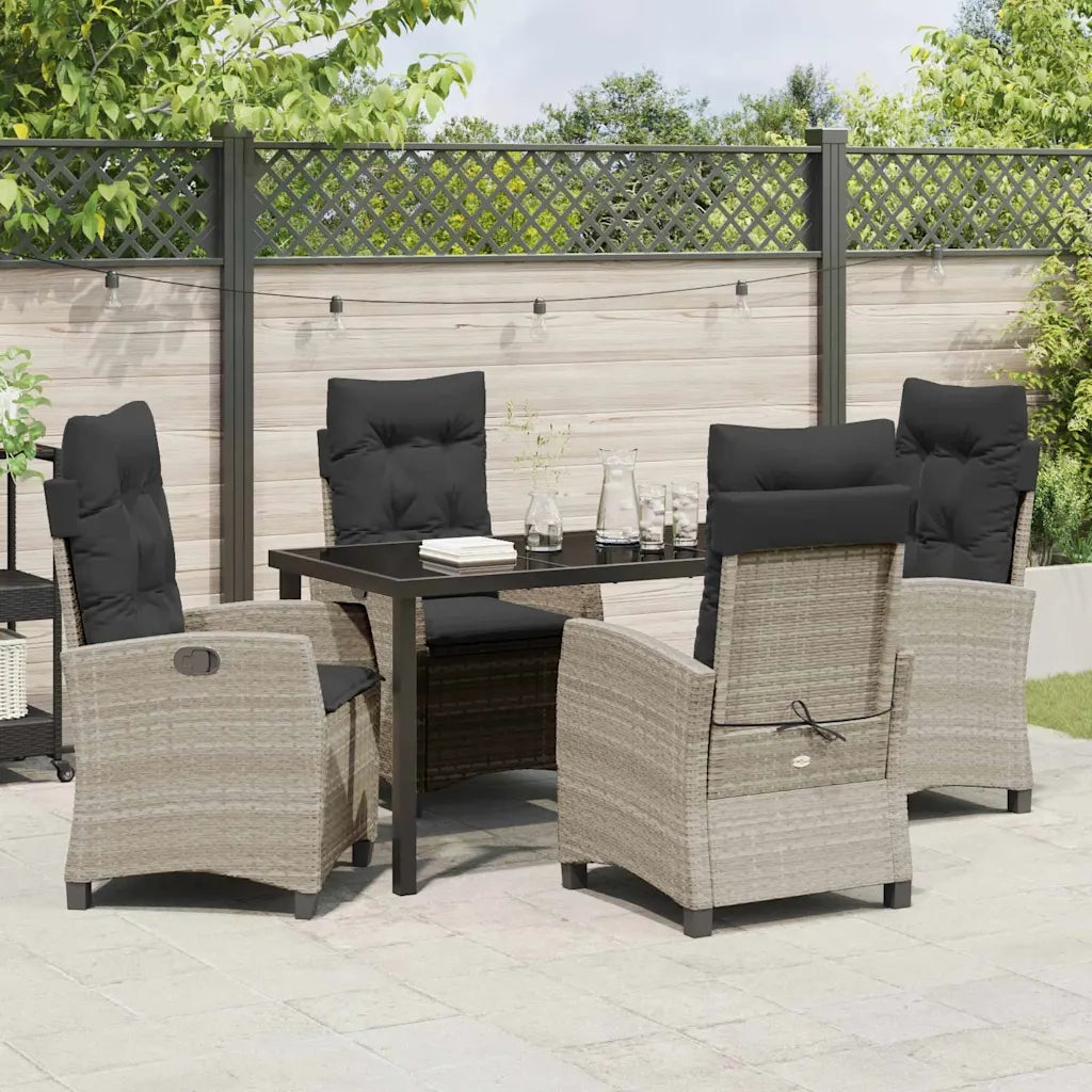 Set da Pranzo per Giardino 5 pcs Grigio chiaro polyrattan