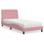 Letto con Materasso Rosa 90x200 cm in Velluto 3208639