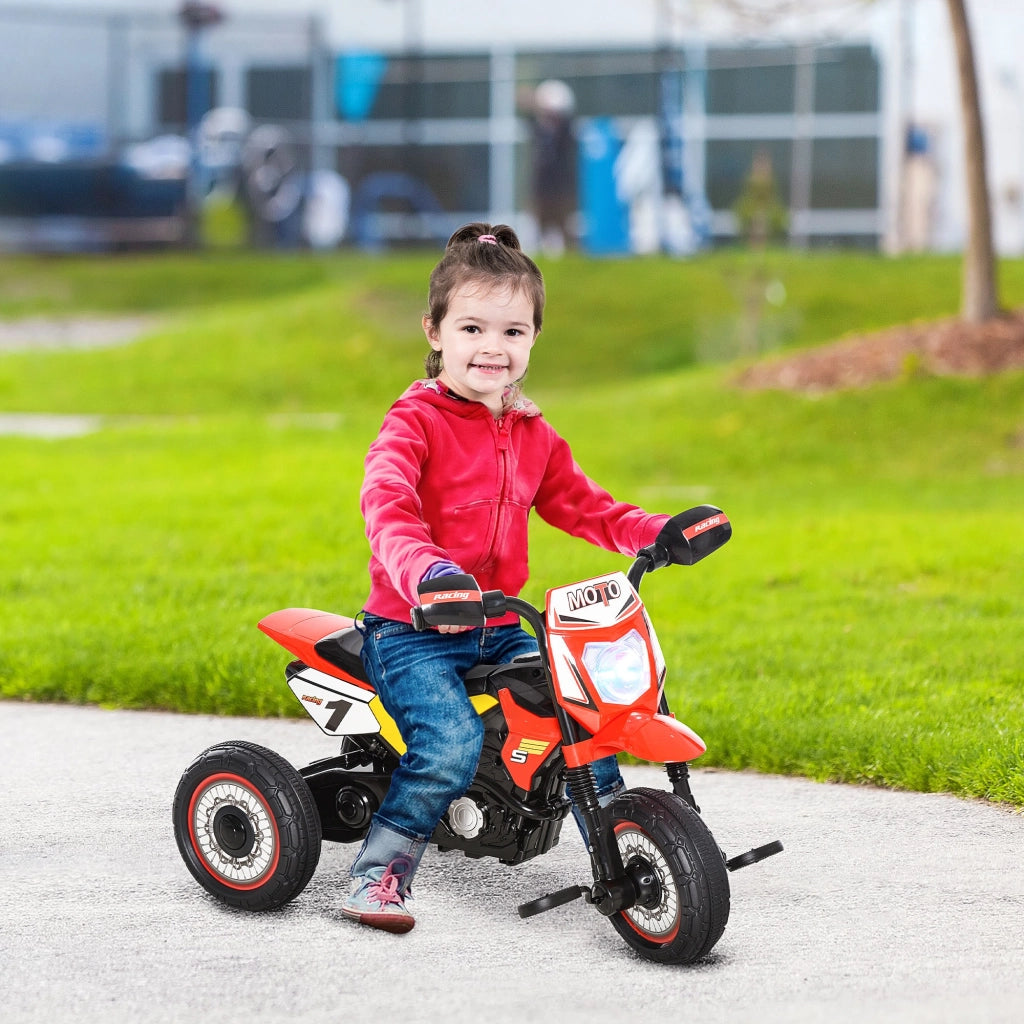 EasyComfort Triciclo per Bambini Stile Moto a Pedali con Luci e Suoni, 3 Ruote Larghe, Età 18-36 Mesi, 71x40x51cm, Rosso