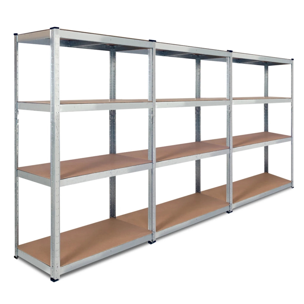 IDMarket - Set di 3 scaffalature modulari in metallo per impieghi gravosi con 12 ripiani