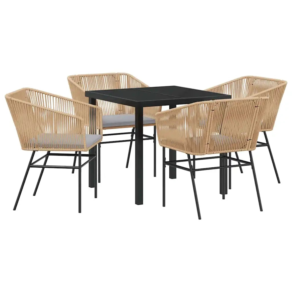 Set da Pranzo per Giardino con cuscino 5 pcs Marrone