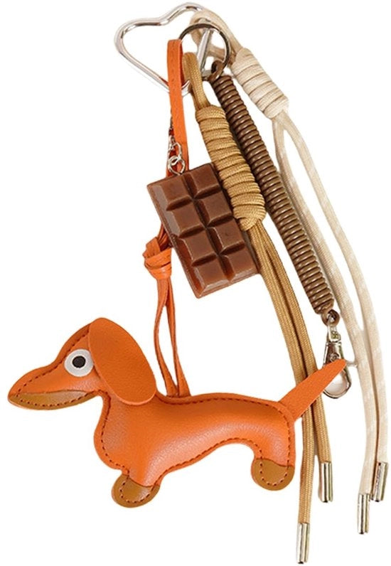 Sostegno chiavi con design unico - Disegno di un dachshund - Rivestimento in pelle di alta qualità - Accessorio estetico - Sostegno chiavi carino - Materiale ecologico - Sostegno animale