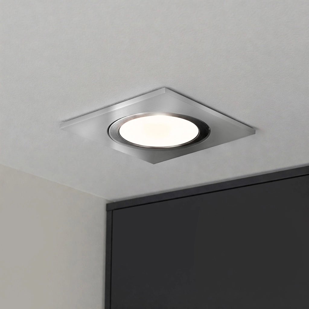 Faretto ad incasso LED 8W GU10 grigio quadrato foro 70mm moderno orientabile luce soffitto ufficio negozio GRIGIO 3000K