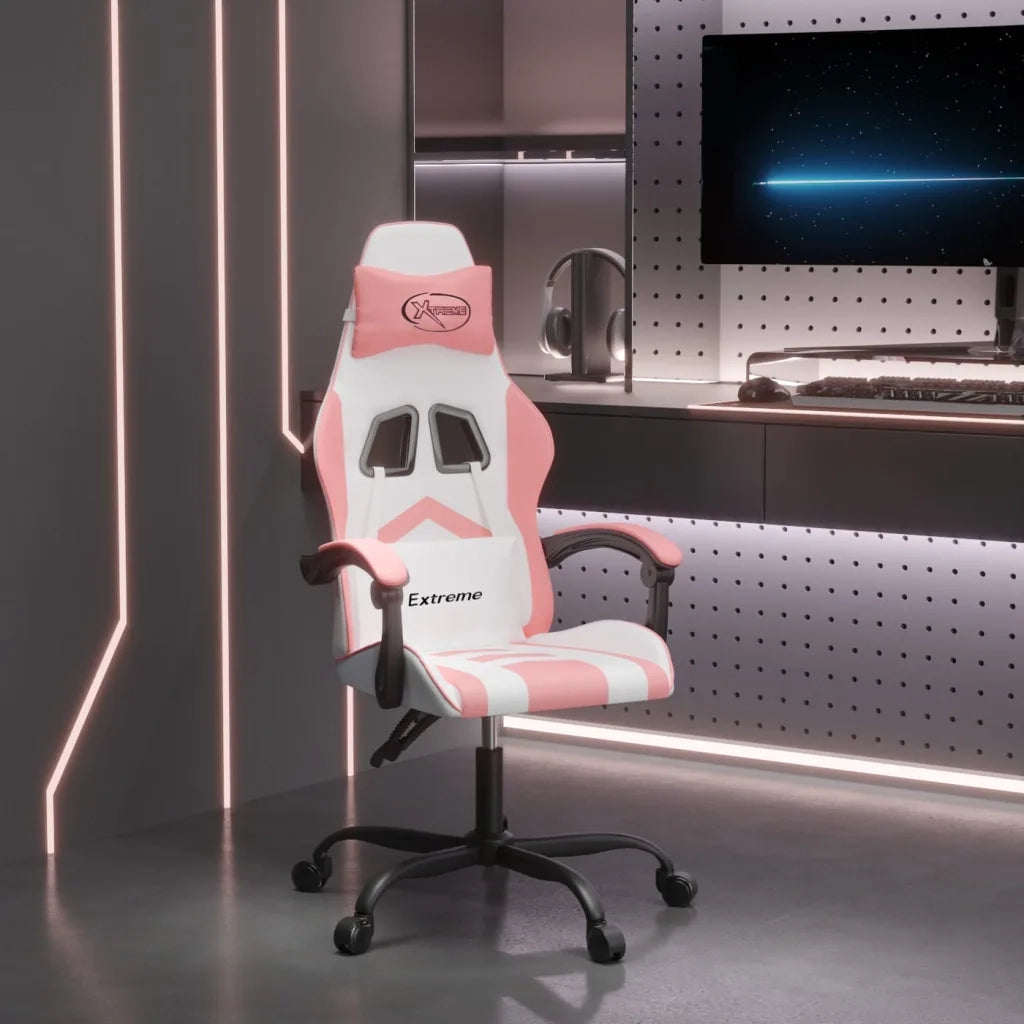 Sedia da Gaming Bianco e Rosa in Similpelle 3143899