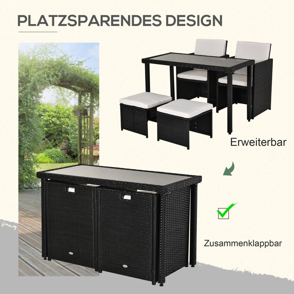 Set da giardino polyrattan 11 pezzi con cuscini ¨C zephmum ¨C nero
