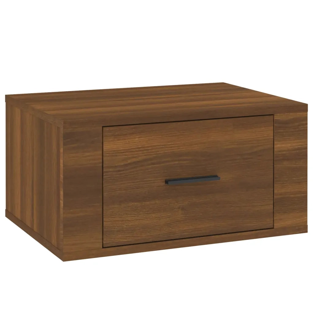Set di 2 Comodini | Armadio da Notte | Mobiletto da notte a Muro Rovere Marrone 50x36x25 cm