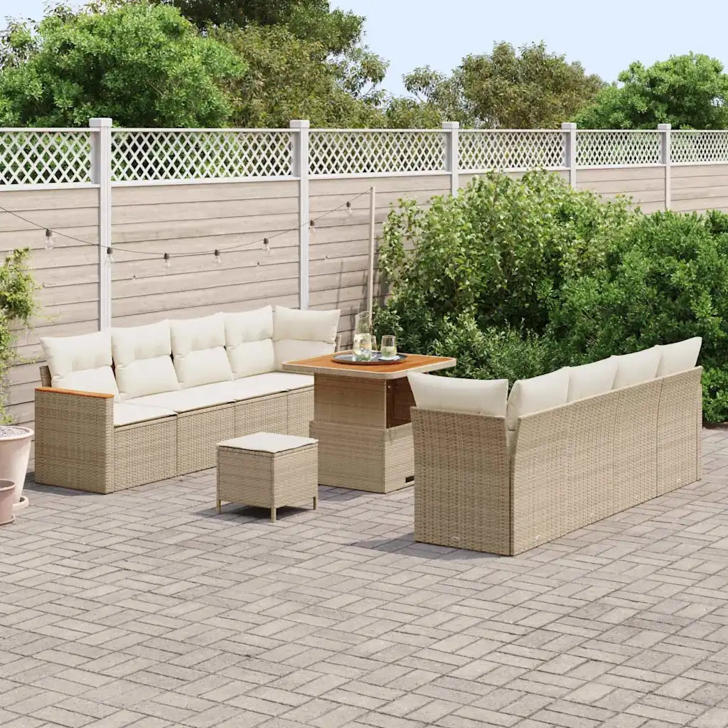 Set Divano da Giardino 11 pcs Beige polyrattan