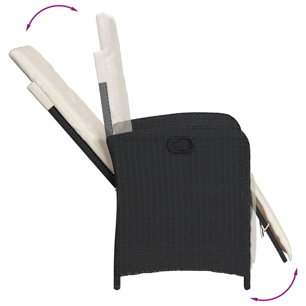 Set da Pranzo da Giardino 7 pz Nero con Cuscini in Polyrattan 3212453