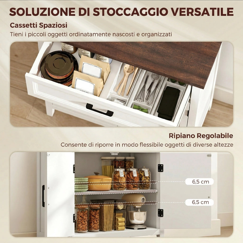Credenza ¨C zephmum ¨C Rustico con Ripiano Regolabile, 2 Ante