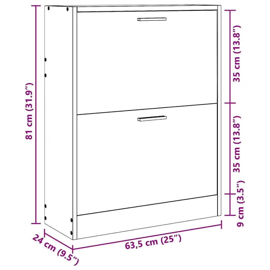 Scarpiera in Legno Effetto Rovere con 2 Scomparti 241243