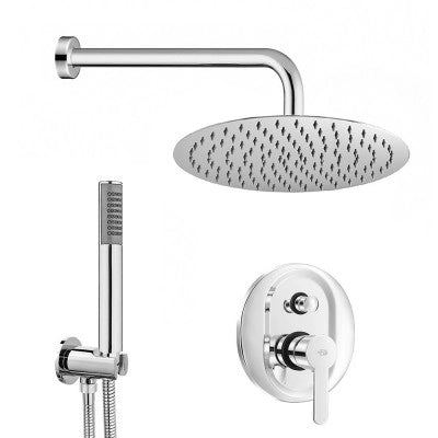 Set doccia tondo completo cromato Iole con soffione 20 cm e kit doccia