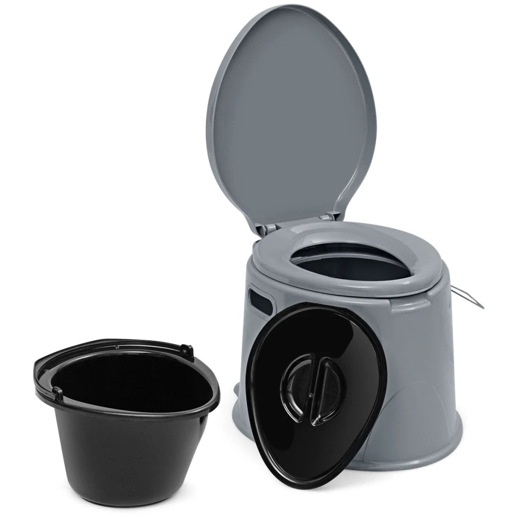Toilette portatile compatta 41 x 49 x 34 cm capacità di carico 200 kg facile da pulire smontabile PP grigio 20_0014385