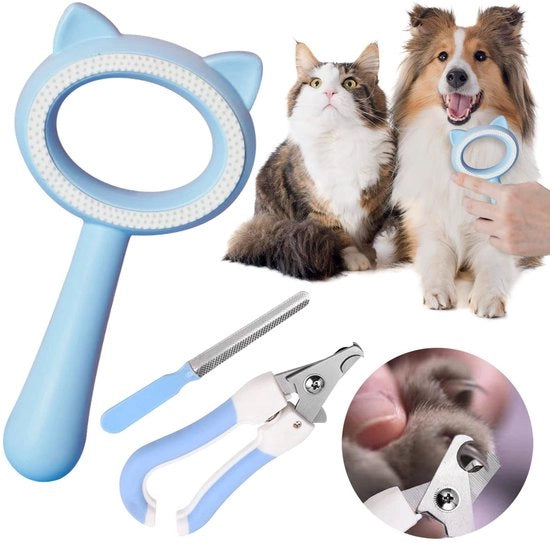 Set di spazzole per animali - Spazzola per cani - Spazzola per pelo di cane - Spazzola per gatti - Cura e bellezza per animali - Prevenzione dei nodi e dei nodi - Spazzola per animali con sette di spazzole