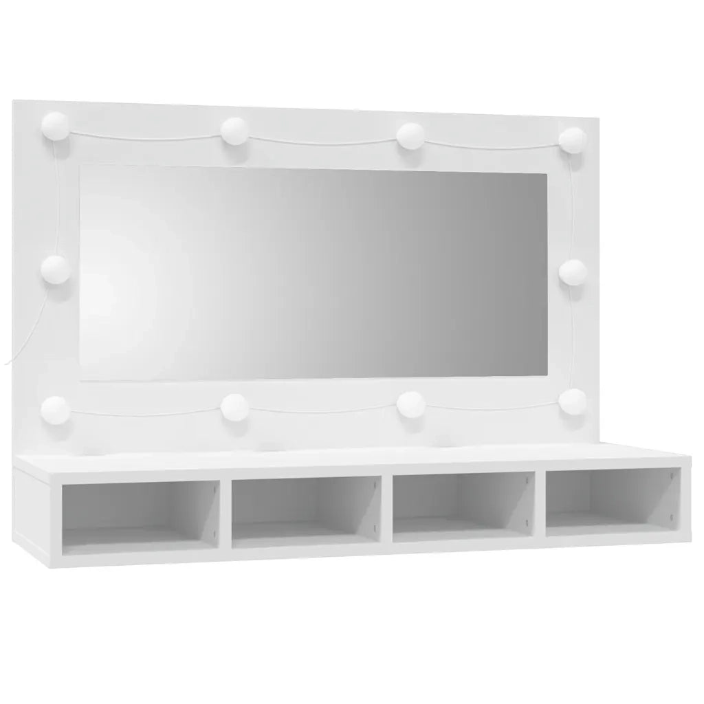 Mobile a Specchio con LED-Armadietto a Specchio Bianco 90x31,5x62 cm