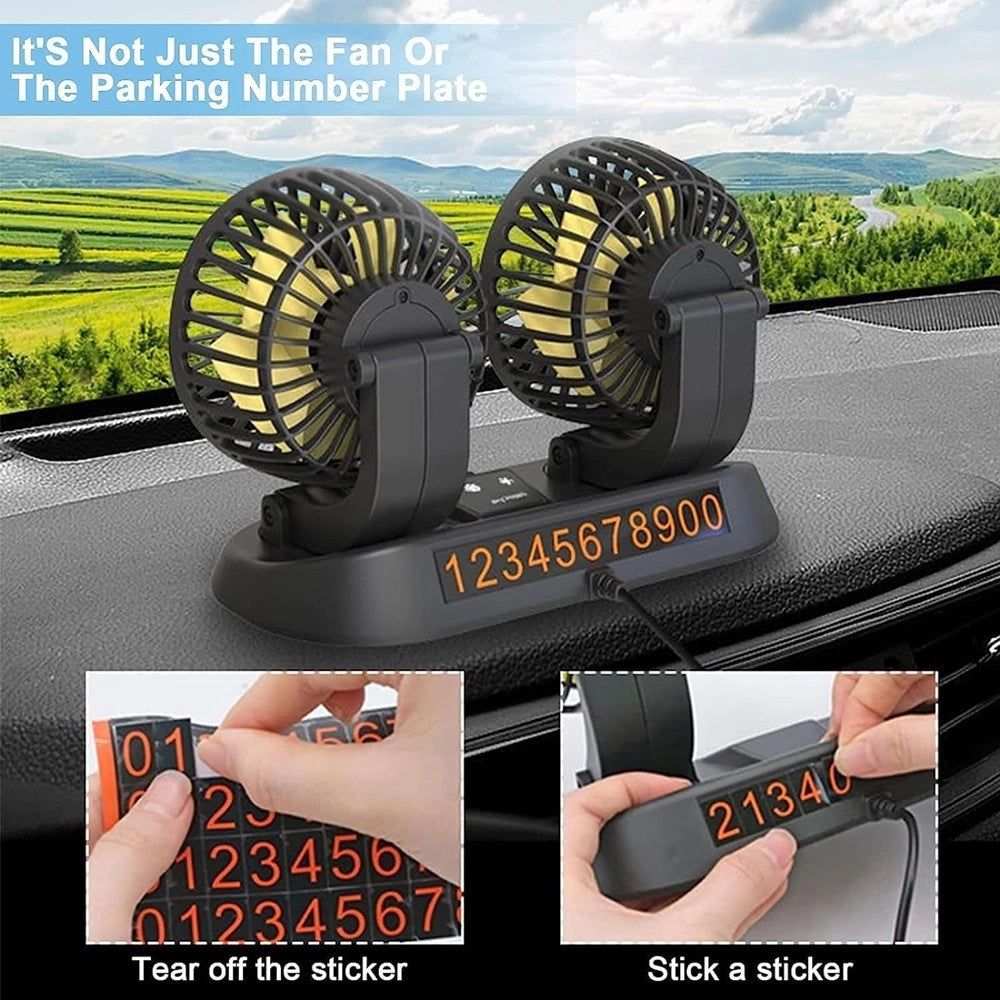 Trade Shop - Mini Ventilatore Elettrico Auto Portatile Ruotabile 2 Teste Suv Camper Camion 12v -