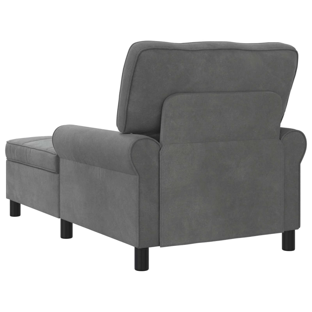 Chaise Lounge con cuscino Grigio scuro 91 x 157 x 91 cm Velluto