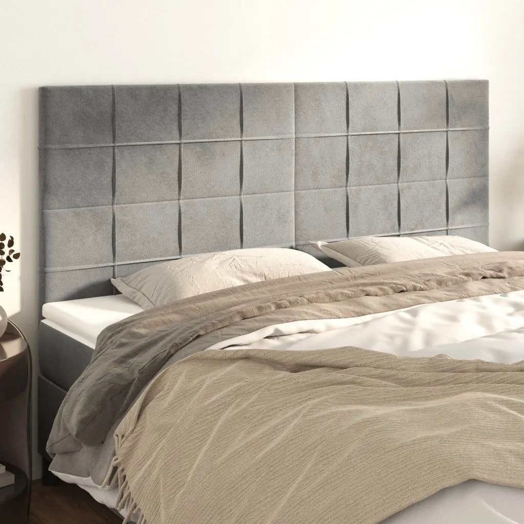 Testiera | Testata Grigio Chiaro 180x5x118/128 cm Velluto