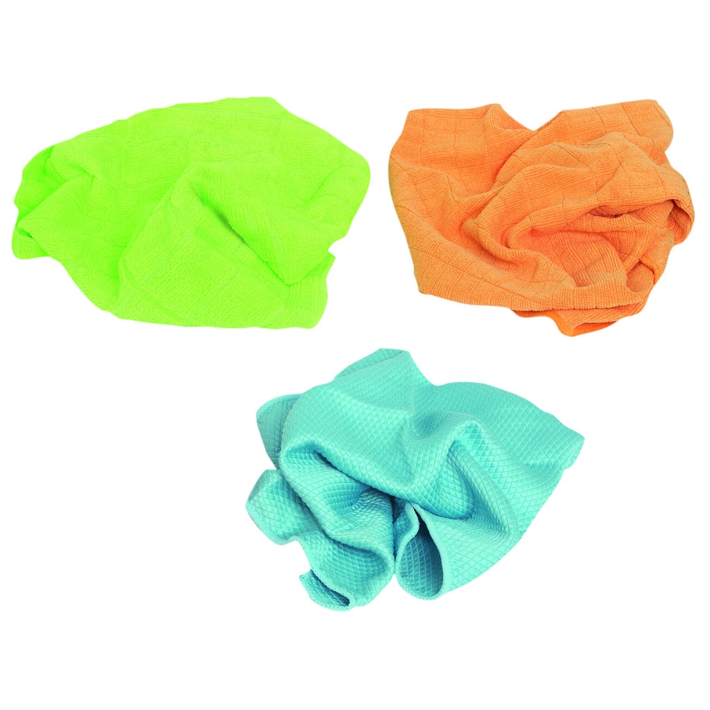 SET 3 PANNI VETRI-POLVERE-PAVIMENTI MICROFIBRA
