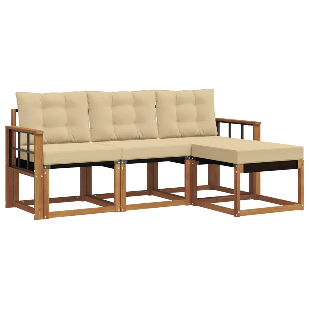 Set di divani da esterno con cuscino 4 pcs Naturale e Beige 3368552