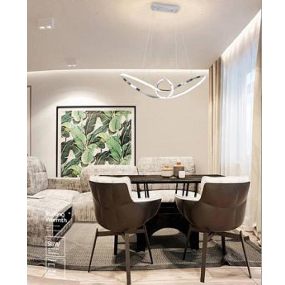 Trade Shop - Lampadario Led Moderno Argento A Sospensione 38 Watt Luce 6500k 4000k 3000k A07 - -bianco Naturale      -