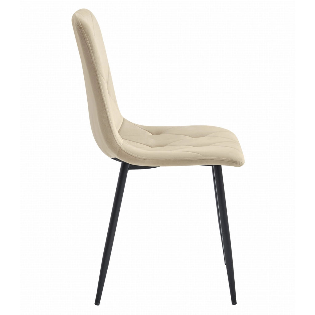 Sedia Libra in velluto beige con gambe nere