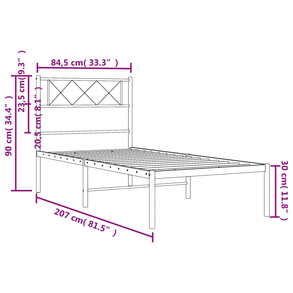 Giroletto con Testiera Metallo Bianco 80x200 cm 372317