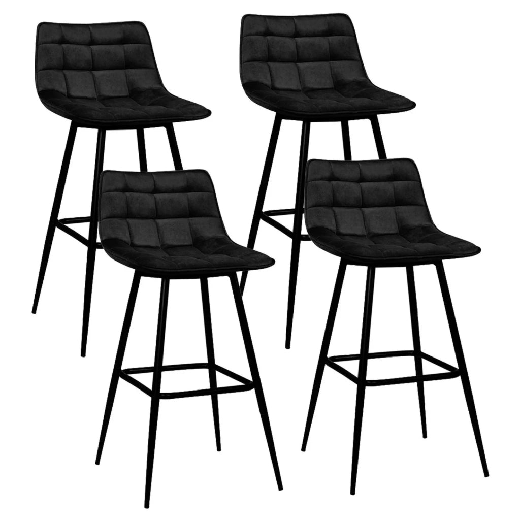 IDMarket - Set di 4 sgabelli da bar in velluto nero MADY