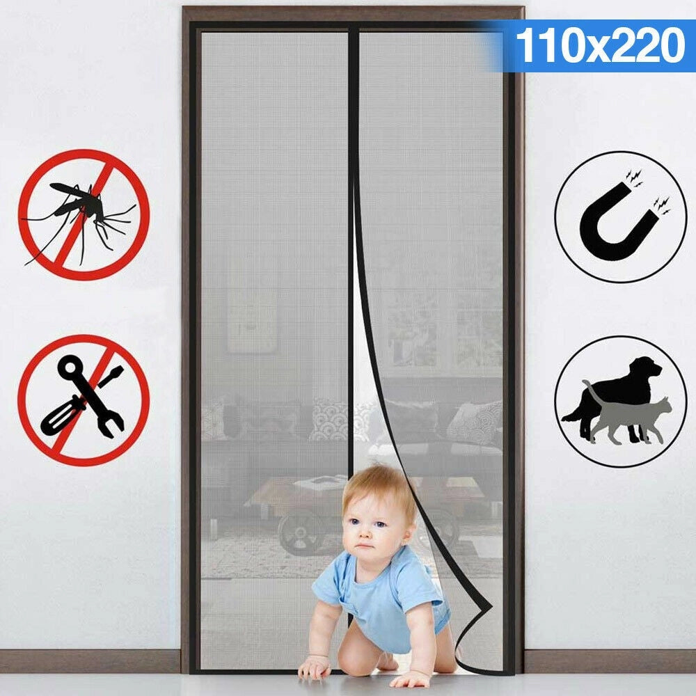 Trade Shop - Tenda Zanzariera Magnetica Calamita Ermetica Porta Finestre Camper 110x220cm Nero -