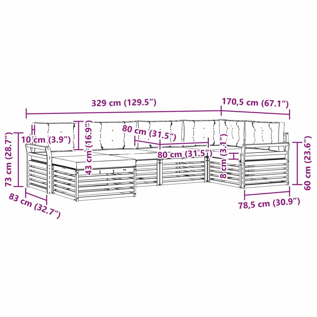 Set di divani da esterno 6 pcs Bianco e Beige 3390768