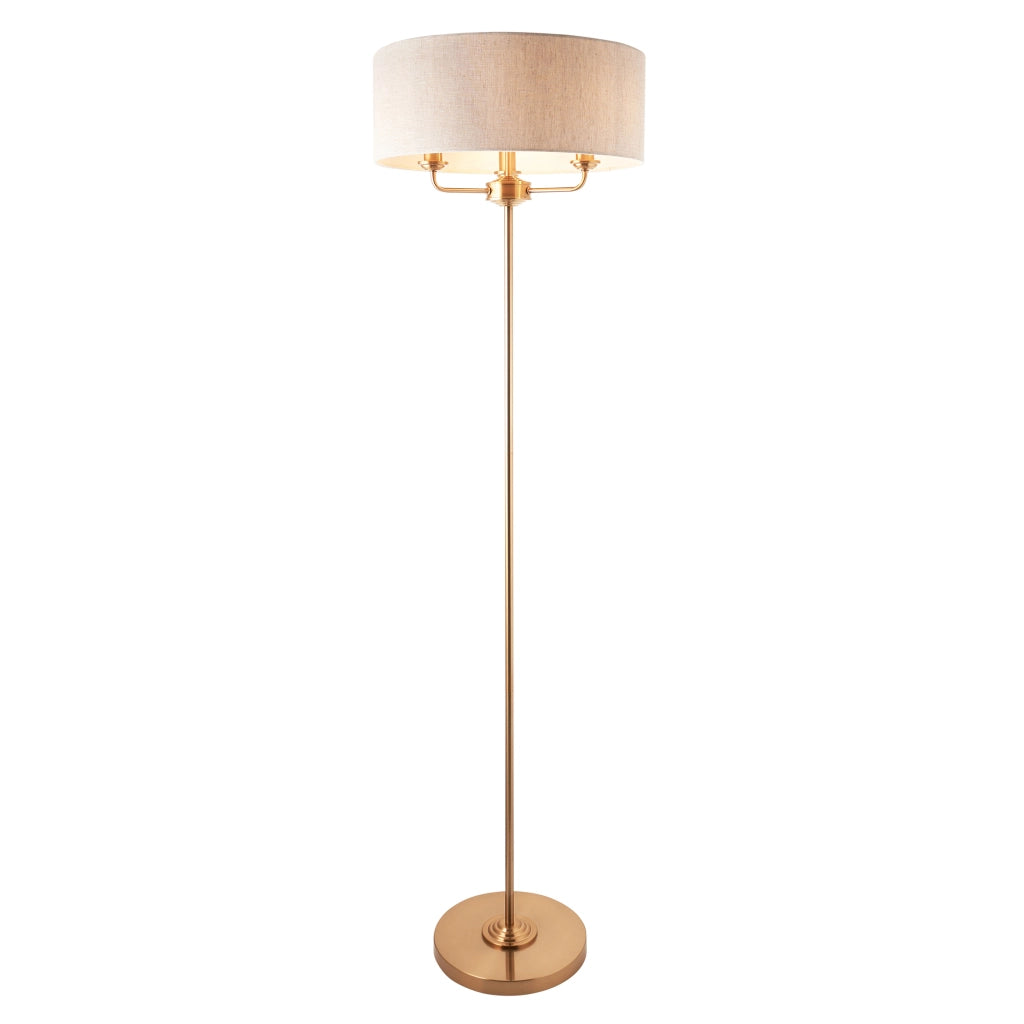 Lampada da terra Highclere ottone vintage 3xE14 Endon