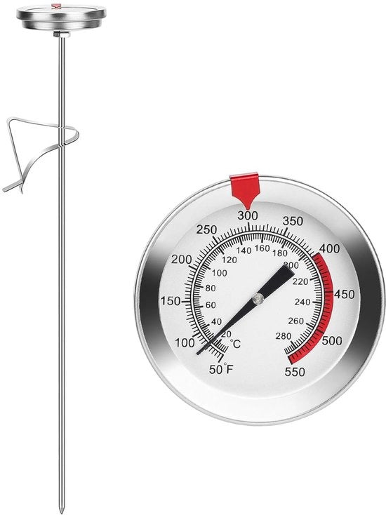 Termometro per cottura - Fornito in acciaio inossidabile - Lunghezza 30 cm - Termometro per caffè - Adatto per cucina e cottura - Temperatura 20-280 °C