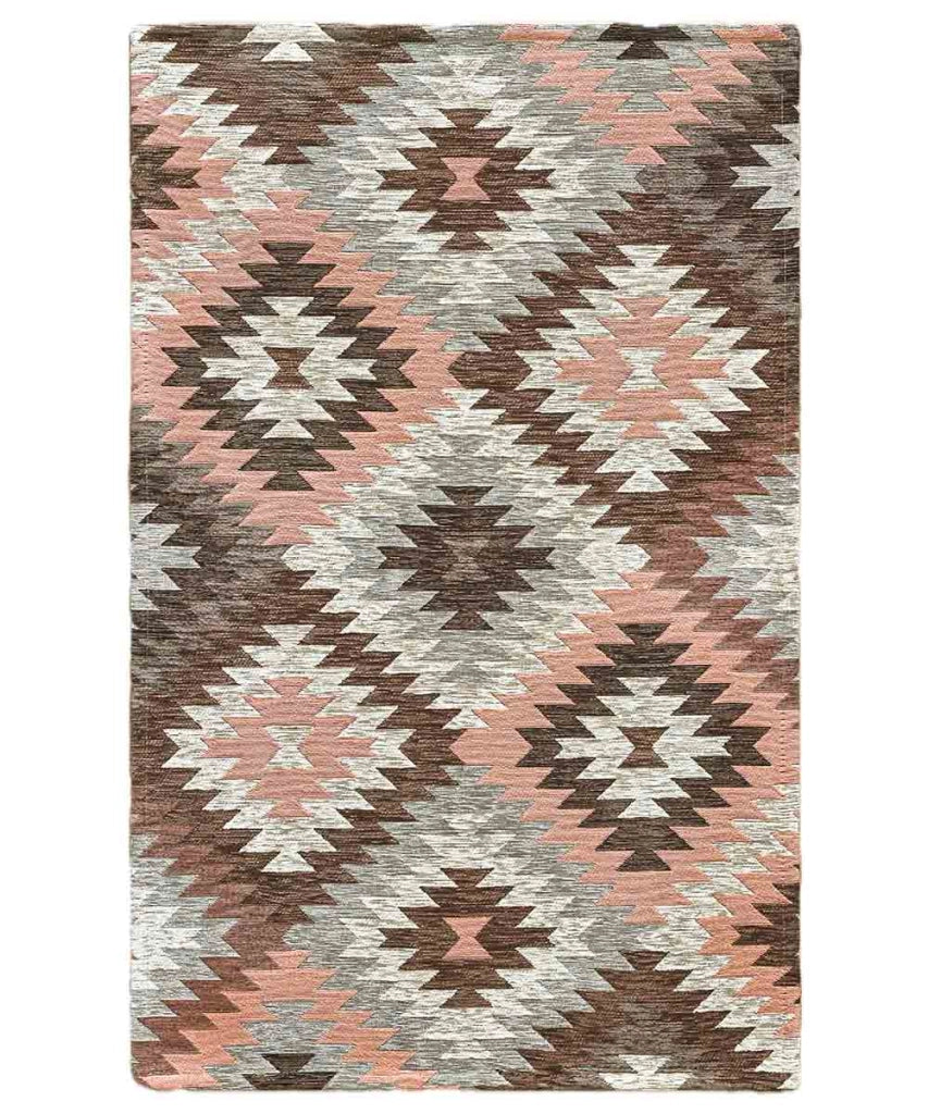 Tappeto moderno AVANA ROSA geometrico etnico kilim, Tappeto arredo soggiorno salotto camera lavabile anti-scivolo cm.140x200