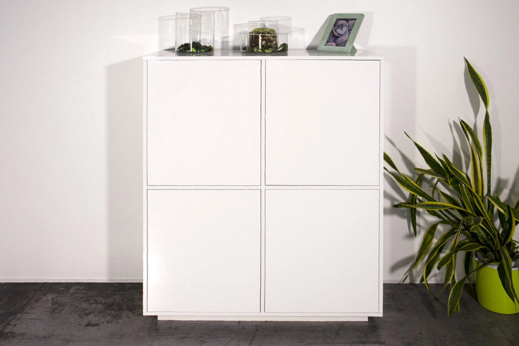 Credenza 4 Ante 100,1x41,4x126 cm Bloom Bianco Lucido
