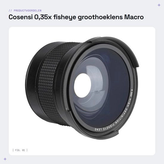 Obiettivo Fissoide Grande Angolo 0,35x - 58 mm Interfaccia per Macchina Fotografica - Macro Close-up - Cassetto in Metallo Leggero - Resistente alle Forme - Adatto per Macchine Fotografiche SLR/DSLR - Obiettivo per Macchina Fotografica