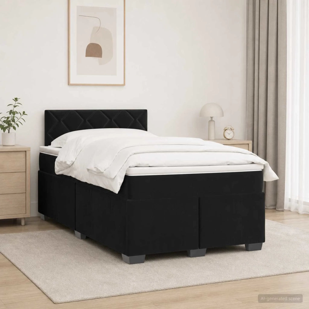 Letto box spring con materasso Nero 120 x 200 cm Velluto 3450700
