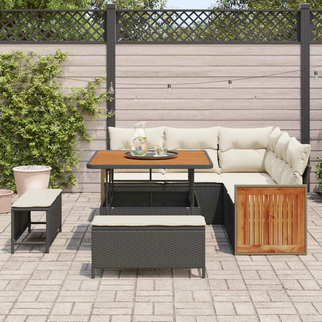 Set Divano da Giardino con cuscino 8 pcs Nero e Crema 3363165