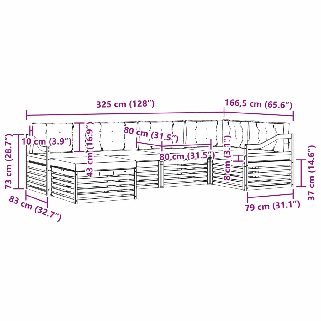 Set di divani da esterno 6 pcs Bianco e Grigio Chiaro 3390781