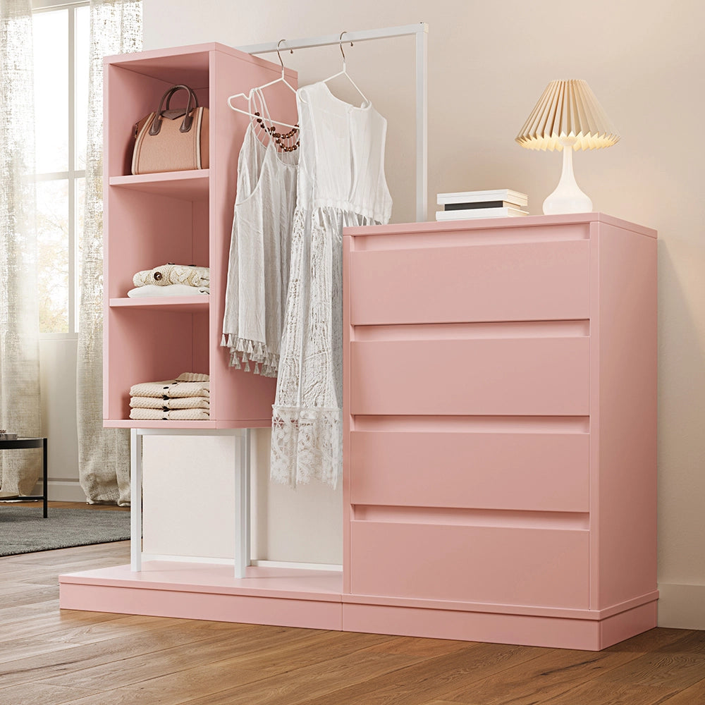 Comò - Xylo - 4 cassetti rosa 140x40x135cm