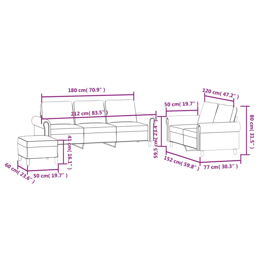 Set di Divani 3 pz con Cuscini Blu in Velluto 3202269