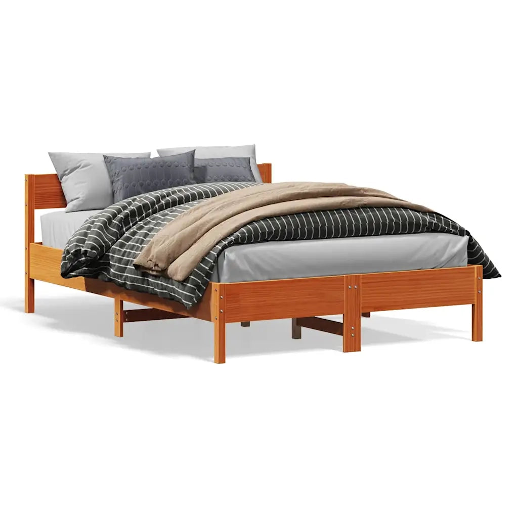 Letto matrimoniale | Letto per adulti | Letto senza Materasso Marrone Cera 120x190 cm in Legno di Pino