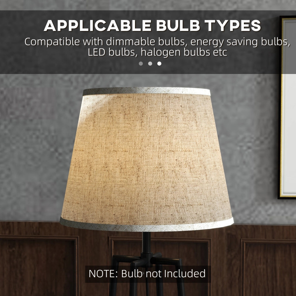 EasyComfort Lampada da Terra a 2 Ripiani in Metallo e MDF con Paralume in Tessuto, Ø42x166 cm, Nero e Marrone