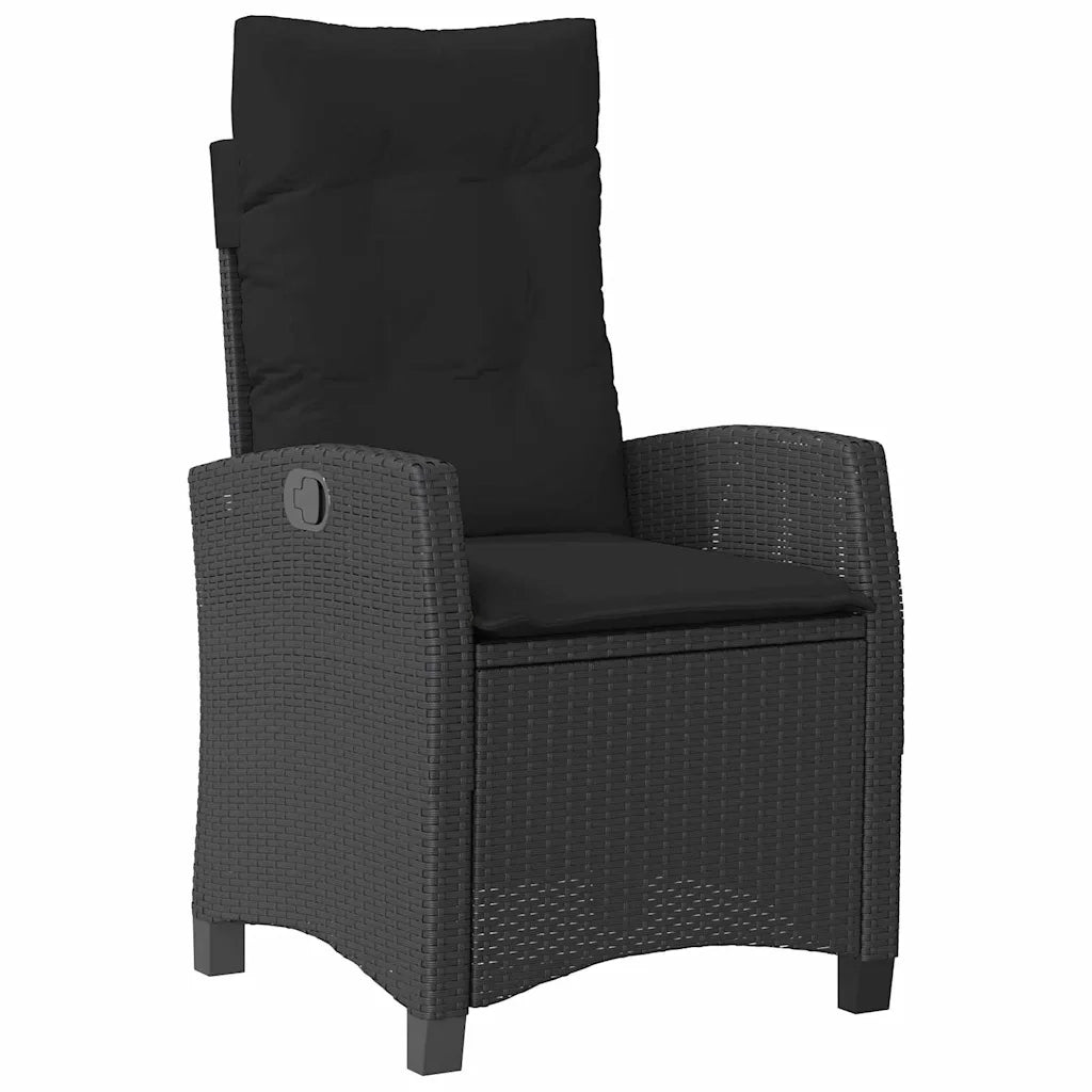 Set da Pranzo per Giardino con cuscino 5 pcs Nero polyrattan